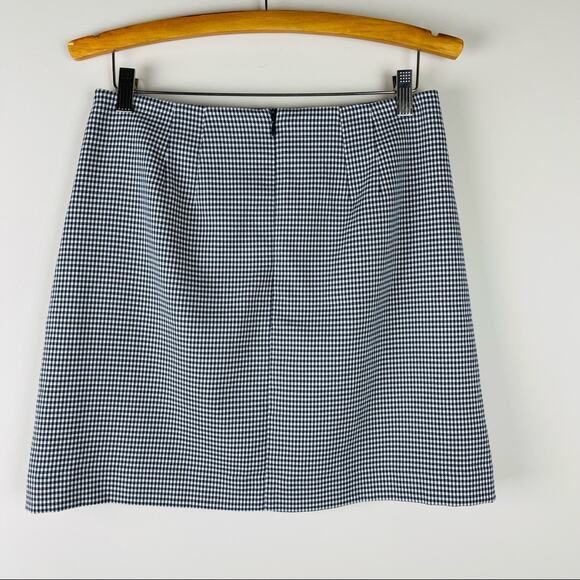 Loft blue white houndstooth check preppy academia office skirt - Picture 5 of 7